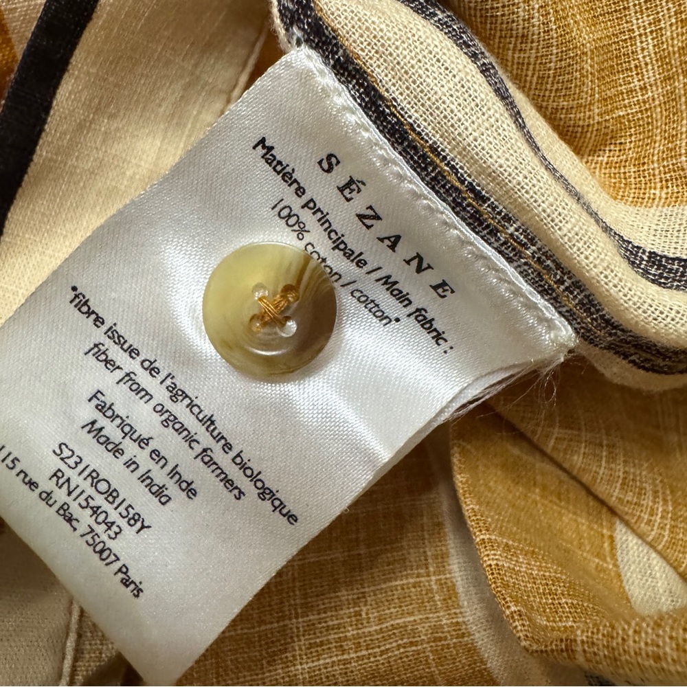 Sézane sz S Celia Striped Shirt Dress in Ochre Ecru Belted Oversized - Picture 8 of 9